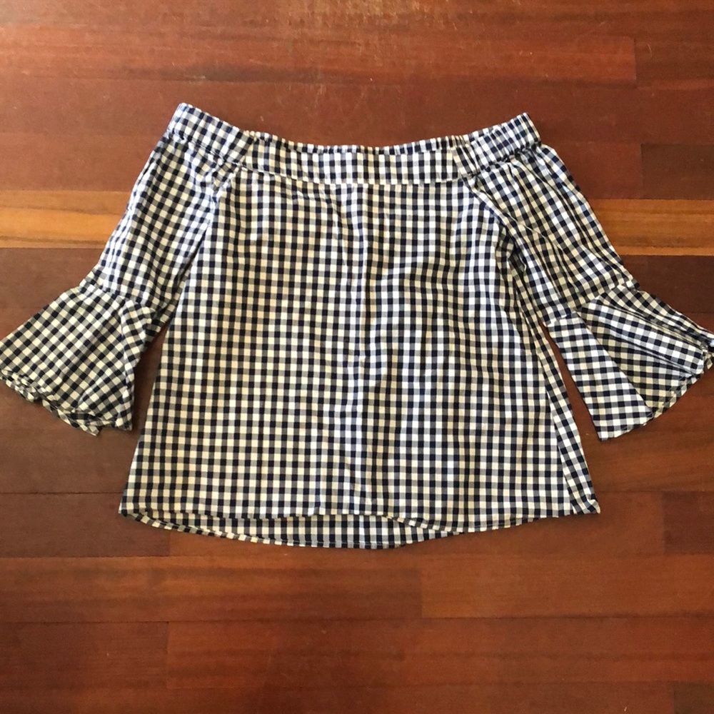 Gingham off the shoulder top